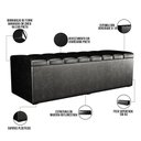 Ver mais imagens de Kit Cabeceira Cama Box Queen 160cm Calçadeira Baú Dália W01 Couríssimo Preto - Lyam Decor