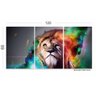 Quadro Decorativo Wall Frame Leão Color Full 03 Peças - 1