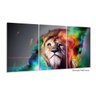 Quadro Decorativo Wall Frame Leão Color Full 03 Peças - 2