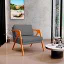 Ver mais imagens de Kit 02 Poltronas Estrutura De Madeira Suede Cinza