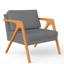 Ver imagem 7 de Kit 02 Poltronas Estrutura De Madeira Suede Cinza