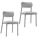 Ver imagem 2 de Kit 02 Cadeiras Sala de Jantar Lavínia Estofada Base Preto Linho Cinza - Abmaza