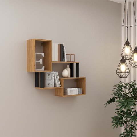 Nicho Retangular 100% Mdf Estilo Industrial F25 Freijó Preto Fosco Dalla Costa