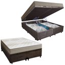 Ver imagem 1 de Cama Box Baú Casal Bipartido Suede + Colchão de Molas Ensacadas Portobel Ipanema -  138x188x66cm Cor