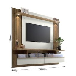 Painel para TV com LED e Espelho São Luís Avelã Off White - 4