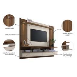 Painel para TV com LED e Espelho São Luís 1.8 - 4