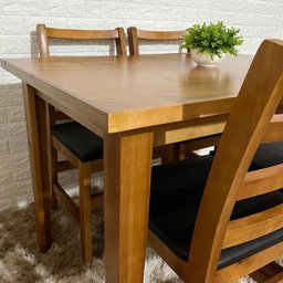 Conjunto Fixo Mesa 120x80 com 4 Cadeiras Estofadas Premium Cor:mel - 4