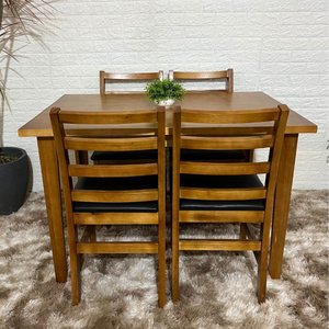 Conjunto Fixo Mesa 120x80 com 4 Cadeiras Estofadas Premium Cor:mel