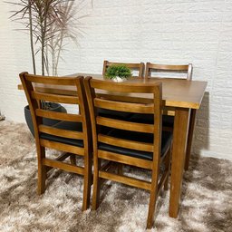 Conjunto Fixo Mesa 120x80 com 4 Cadeiras Estofadas Premium Cor:mel - 2