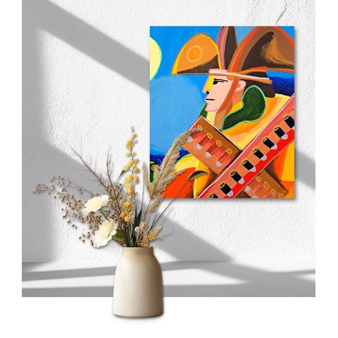 Mini Quadro Decorativo em Acrílico Pintado a Mão para Decoração