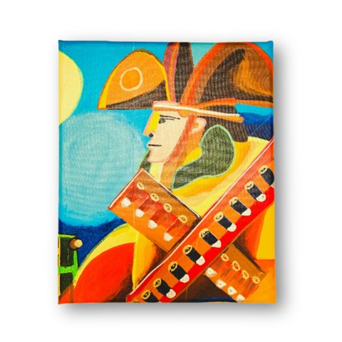 Mini Quadro Decorativo em Acrílico Pintado a Mão para Decoração