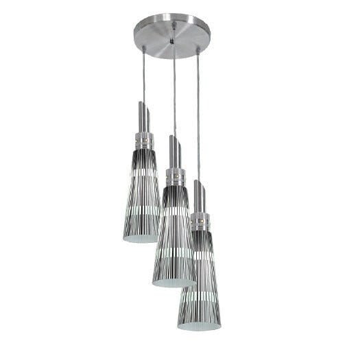 Lustre Pendente Cone Triplo Aluminio E Vidro 13cm Eurolume 6551/3 Bivolt E27 - 1