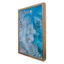 Ver imagem 1 de Quadro Decorativo Caixa Alta com Vidro Abstrato Azul Diamante TaColado Moldura Madeira 120 x 80cm