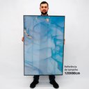 Ver imagem 2 de Quadro Decorativo Caixa Alta com Vidro Abstrato Azul Diamante TaColado Moldura Madeira 120 x 80cm