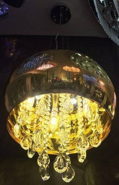 Luminária Pendente / Plafon Vidro Cromo Dourado 40 cm 7001 Bivolt E-14 - 4