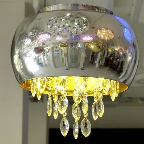 Luminária Pendente / Plafon Vidro Cromo Dourado 40 cm 7001 Bivolt E-14 - 3
