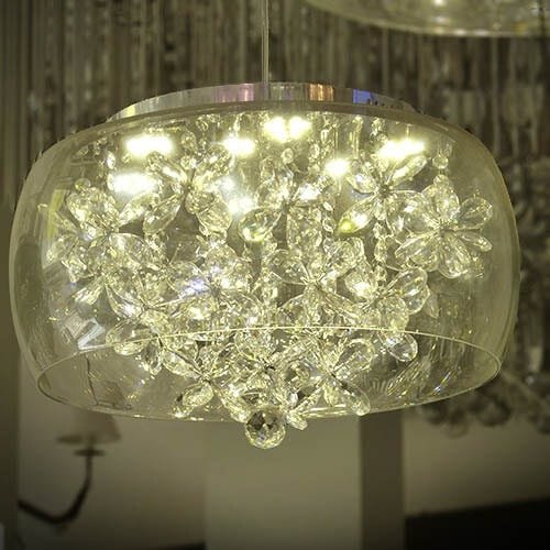 Luminária Pendente / Plafon de Cristal com LED 8 x 3W Transparente 40cm Eurolume 7005 Bivolt E14 - 3
