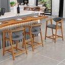Ver imagem 3 de Kit 05 Banquetas Baixa Cozinha Sala de Jantar Bancada Cecília L02 Linho Cinza Escuro - Lyam Decor