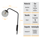 Ver imagem 7 de Arandela New Figo Preta - Vidro Fumê