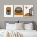 Ver imagem 2 de Kit 3 Quadros Geométricos Quarto Marrom 33x24cm - com Vidro:madeira Branca