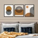 Ver imagem 1 de Kit 3 Quadros Geométricos Quarto Marrom 33x24cm - com Vidro:madeira Branca
