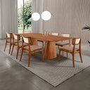 Ver imagem 1 de Sala de Jantar Mesa Noronha 220cm Tampo Laminado Canto Barril com 8 Cadeiras Viena