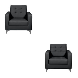 Kit 2 Poltronas Decorativa Thainá Sintético Preto