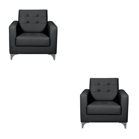 Kit 2 Poltronas Decorativa Thainá Sintético Preto