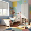 Ver imagem 1 de Quarto Infantil Cama, Grades Petit e Guarda Roupa Curió 2 Portas Casatema MadeiraOriginals Branco