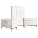Ver imagem 1 de Quarto Infantil Classic 3 portas Branco Fosco com Pés Madeira Natural - Reller Móveis