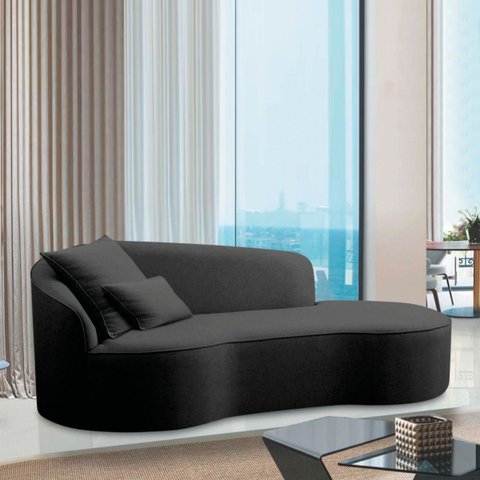 Divã Recamier Curvo Sala de Estar Recepção Inglaterra 220cm Lado Direito Linho