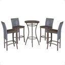 Ver imagem 1 de Mesa Bistrô e 4 Banquetas Roma Marrom Corda Náutica Estofado 9 Trama Original