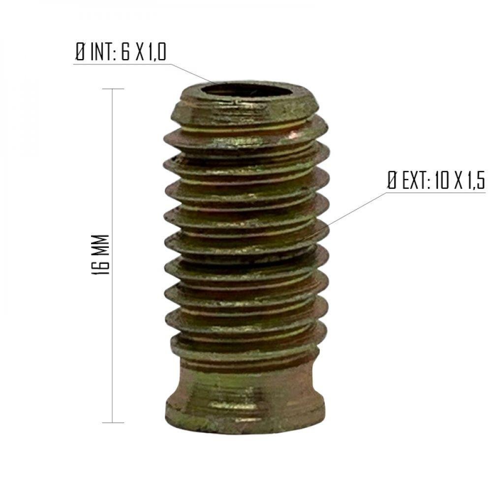 Rosca Postiça Bucha Roscada - M6x1,0 - M10x1,5 - 10 Pçs - 4