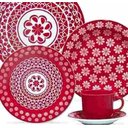 Ver imagem 2 de Jogo de Jantar Floreal Renda 20 Peças - Oxford Porcelana - Vermelho - Renda