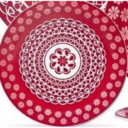 Jogo de Jantar Floreal Renda 20 Peças - Oxford Porcelana - Vermelho - Renda - 3