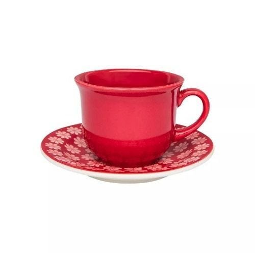 Jogo de Jantar Floreal Renda 20 Peças - Oxford Porcelana - Vermelho - Renda - 5