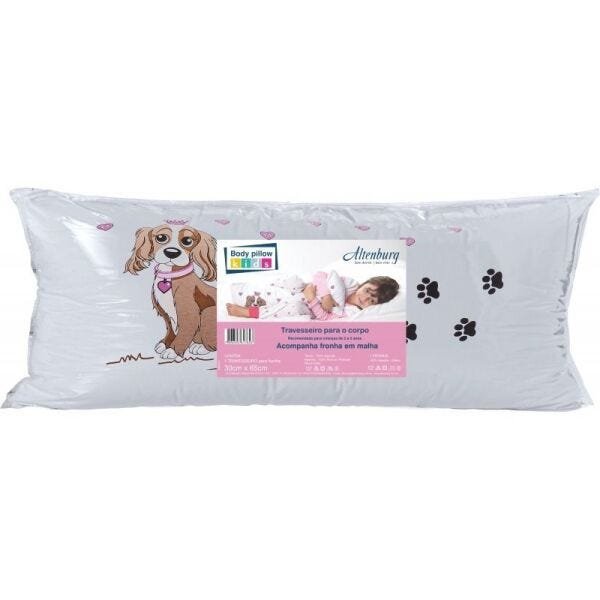 Travesseiro Corpo Body Pillow Kids 30X65cm com Fronha Menina