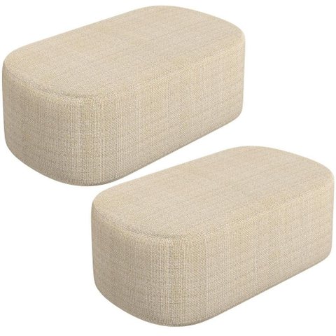 Kit 02 Puffs Decorativo Orgânico para Living Quarto 100cm Doha W01 Linho Palha - Lyam Decor