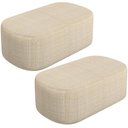 Ver imagem 1 de Kit 02 Puffs Decorativo Orgânico para Living Quarto 100cm Doha W01 Linho Palha - Lyam Decor
