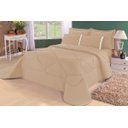 Ver imagem 1 de Kit Edredom + Lençol Aconchego Dupla Face Casal Queen 6 Pç Caqui