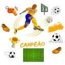 Ver imagem 1 de Adesivo de Parede Futebol Decorativo para Quarto e Sala Titulo Amarelo e Azul