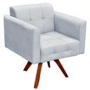Ver imagem 1 de Poltrona Decorativa Base Madeira Giratória Ana Suede Cinza - Ibiza