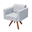 Ver imagem 2 de Poltrona Decorativa Base Madeira Giratória Ana Suede Cinza - Ibiza
