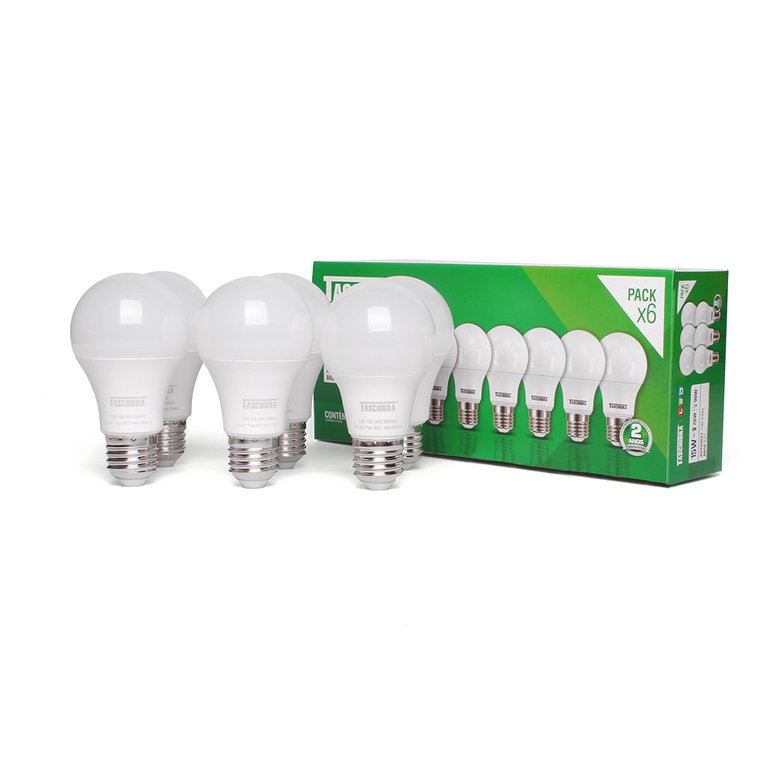 Pack 6 Lâmpadas Led Bulbo Tkl 12w Taschibra E27 Bivolt 6500k Luz Branca