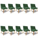 Ver imagem 1 de Kit 10 Cadeiras Estofadas para Sala de Jantar Pés Palito Lia Veludo Verde Esmeralda - Ibiza