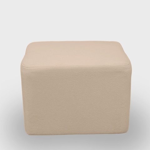Puff Retangular Decorativo para Sala Orgânico Confortável e Reforçado Bouclé Branco
