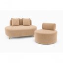 Ver imagem 1 de Kit Sofá Orgânico Feijão 2 Lugares 115cm Poltrona Flora Suede Bege