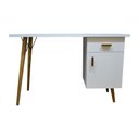Ver imagem 4 de Escrivaninha Mesa Estudos Computador Madeira Mdf Pé palito Gaveta Porta 78x120x50cm