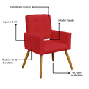 Ver imagem 7 de Conjunto 2 Poltronas Cadeira Estofada Decorativa Camila Suede Vermelho - Incasa Decor