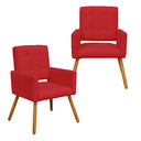 Ver imagem 1 de Conjunto 2 Poltronas Cadeira Estofada Decorativa Camila Suede Vermelho - Incasa Decor